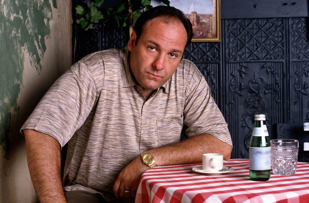 tony soprano sits at a table